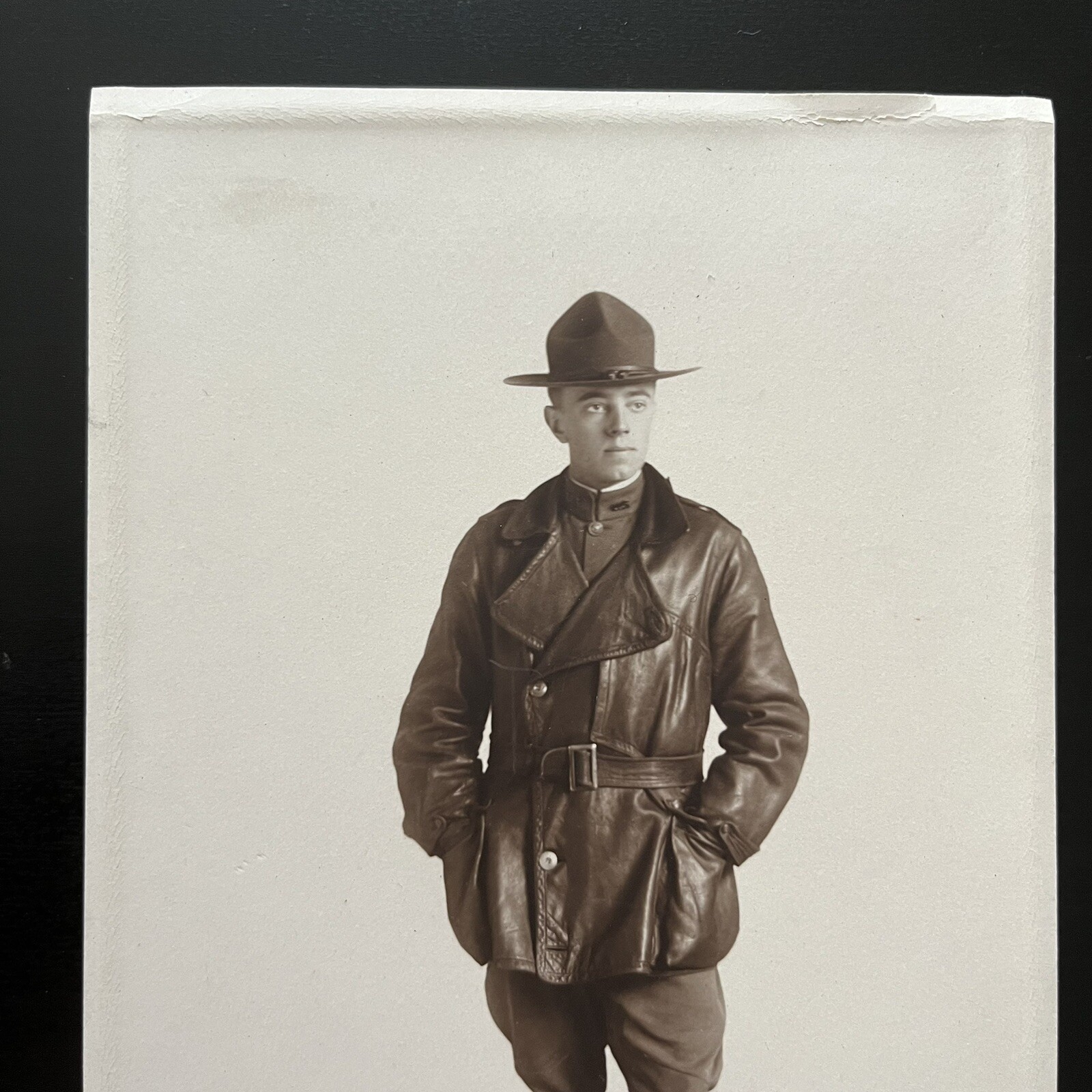 c.1918 WWI Aeronautical Division, Signal Corps Pilot Studio Portrait Photo