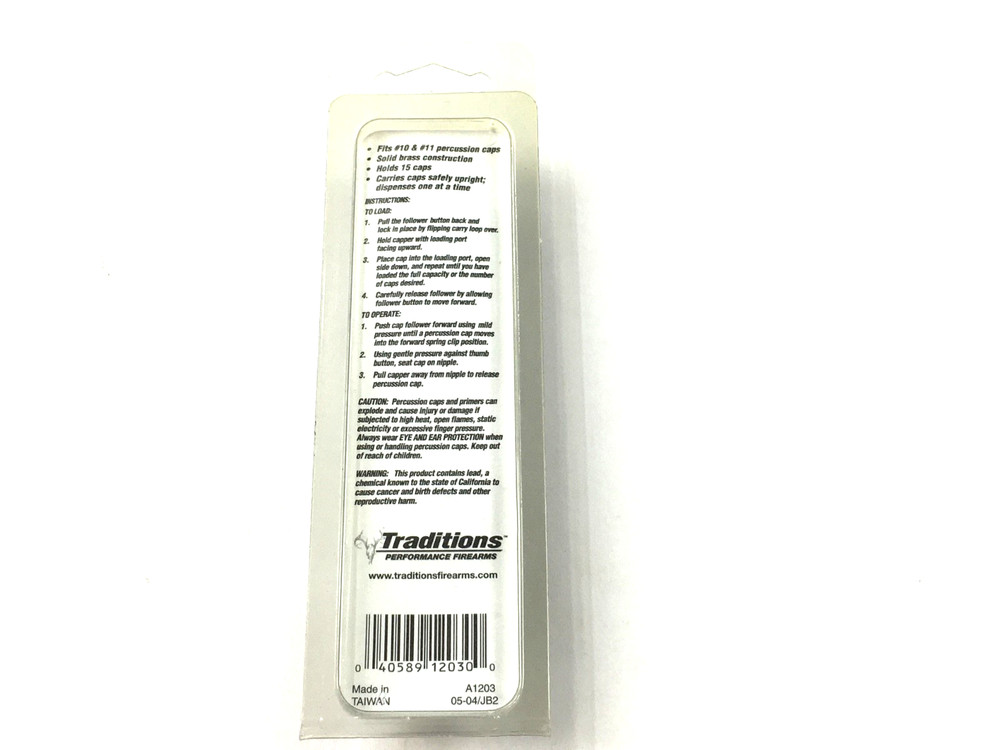 NOS Traditions Muzzle loder Strait line capper #10 #11 caps A1203 424996