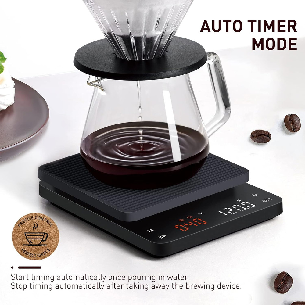 BAGAIL BASICS Coffee Scale with Timer, 0.1G High Precision Kitchen Scale, Pour o