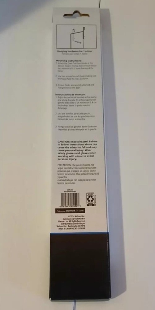 Mainstays Over-the-Door Hooks for a Mirror (DOES NOT INCLUDE MIRROR) (BLACK)