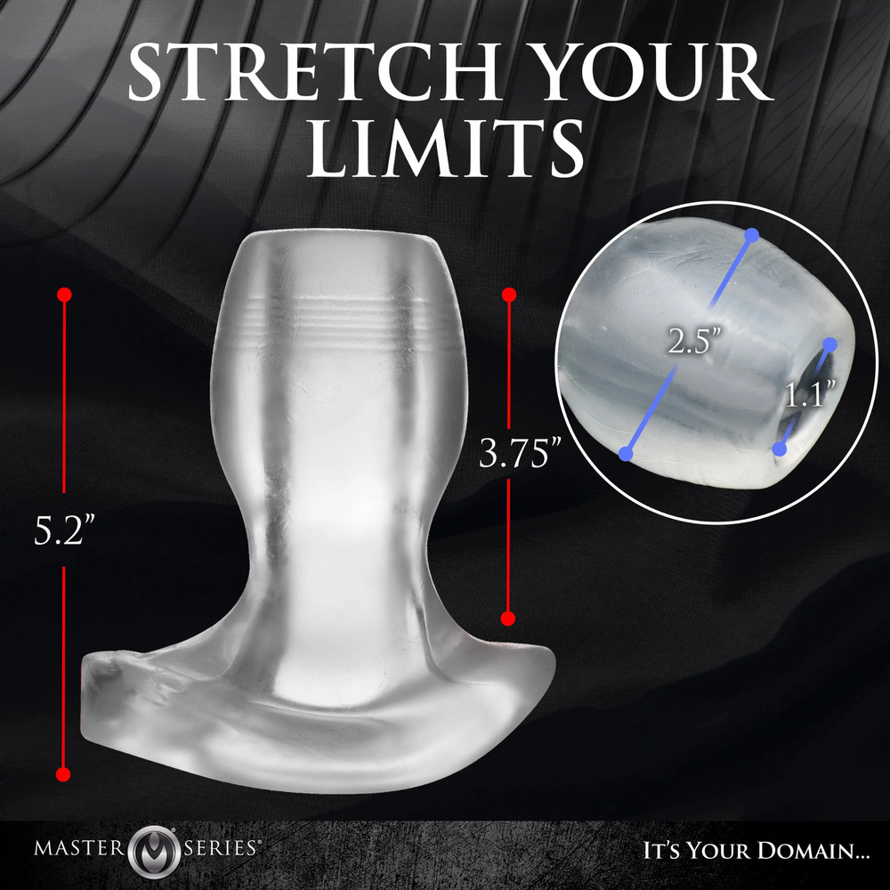 Light-Up LED Anal Dilator Clear Butt Plug Flared Base Open Deep Access Tunnel