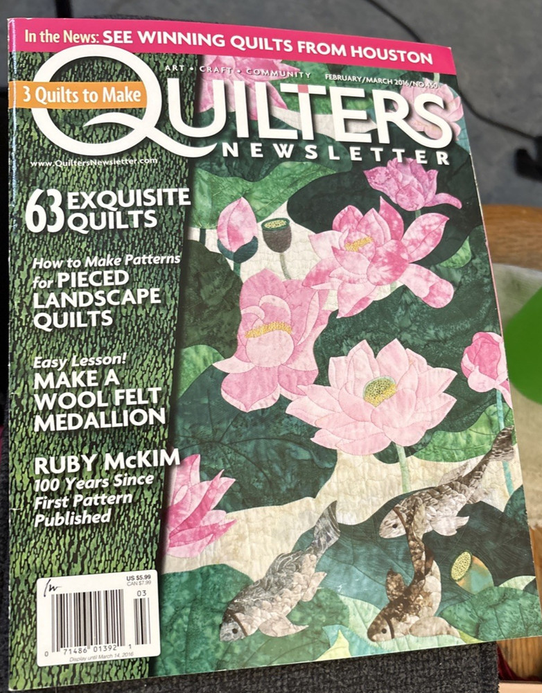 Rare Quilters Newsletter Patterns Febr/March2016