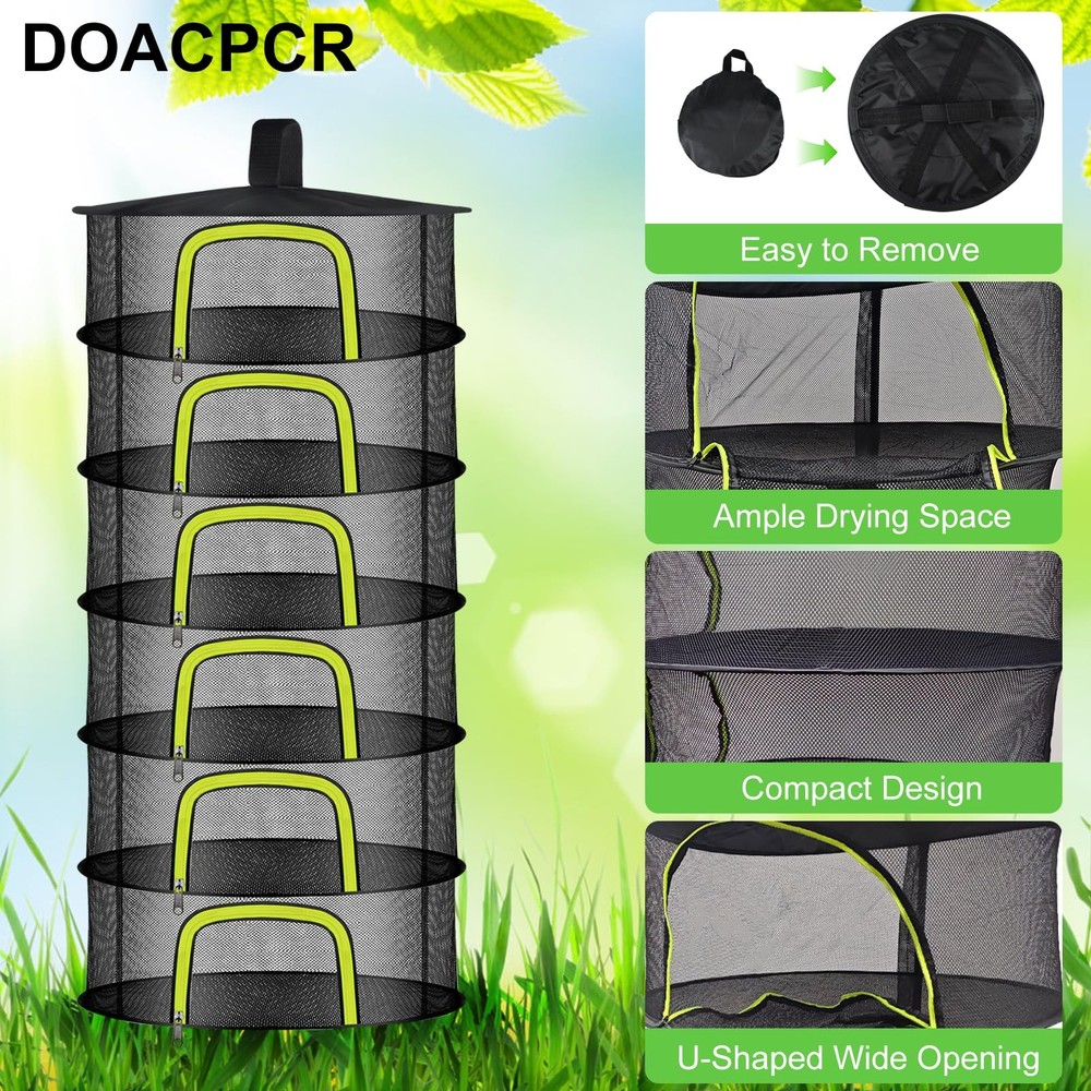 6 Layer Herb Drying Rack, Herb Drying Rack Hanging Mesh, Foldable Plant Dryin...