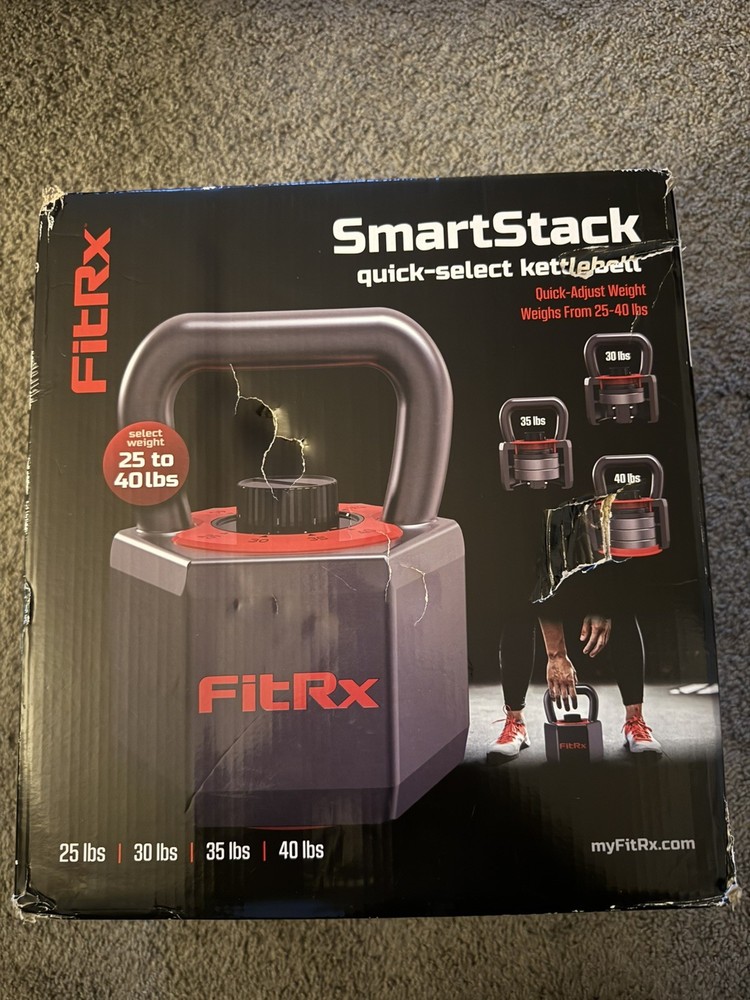 FitRx 25 lbs SmartStack Wide handle Adjustable Kettlebell, 40 lbs, Black
