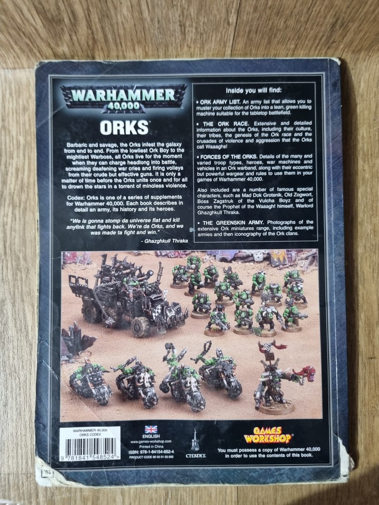 Warhammer40K Codex Ork 2008 Edition Games Workshop Paperback Damaged Torn Corner