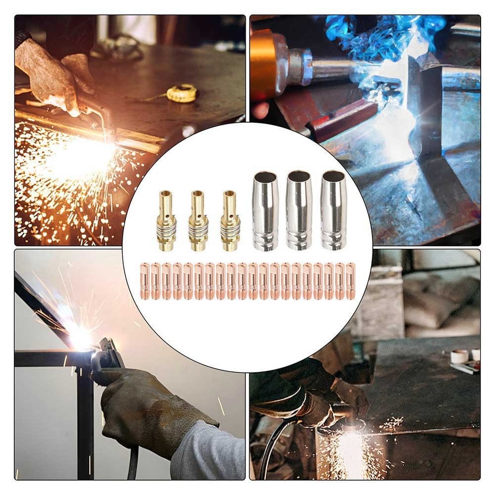 26PCS For MIG Welding Kit Includes 3 Nozzles 3 Diffusers 20 Tips 0.9mm