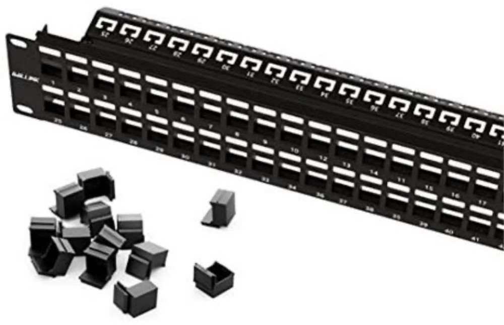 iwillink Blank 48-Port Keystone Patch Panel, 2U 19'' Rackmount/Wallmount wi