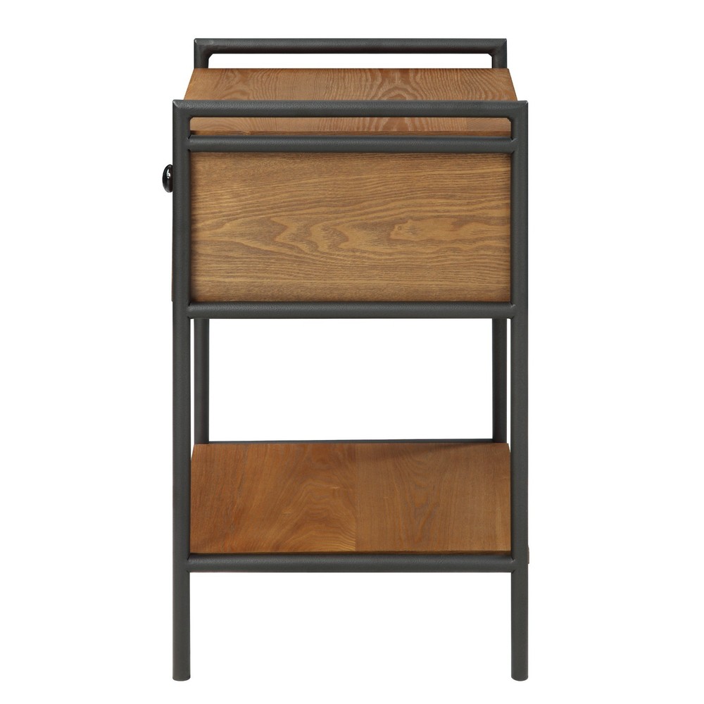 Azalea Park Walnut Wood 1 Drawer Side Table