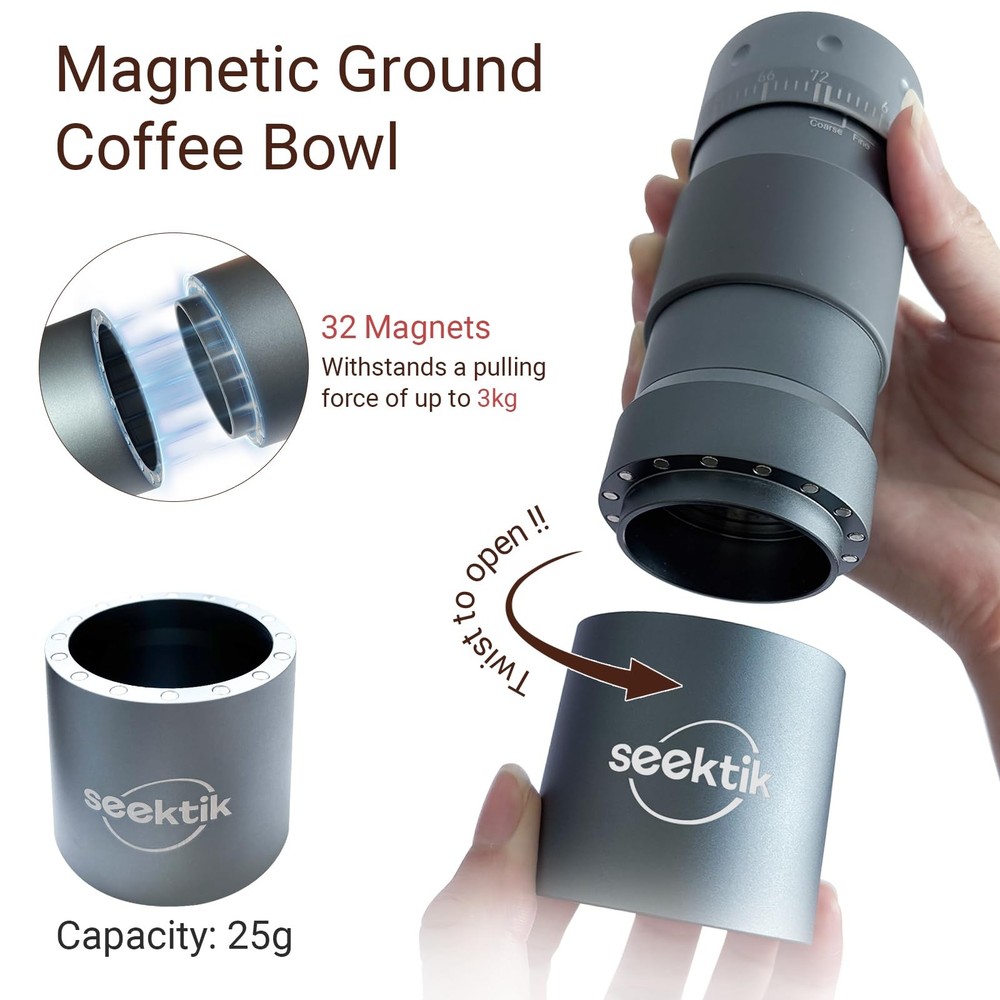 Manual Coffee Grinder with Numerical External Adjustable Setting Stainless St...
