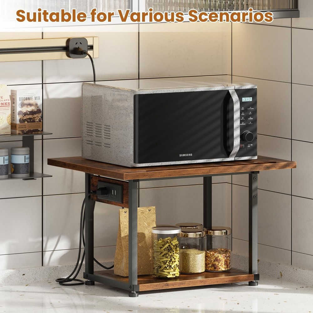 Asgolion Printer Table, 2-Tier Under Desk Printer Stand with Charging Station...