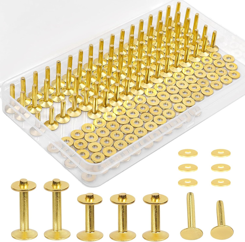 154 Pcs Brass Rivets - Smooth & Pattern-Free, Pure Copper Rivets & Burrs for Lea
