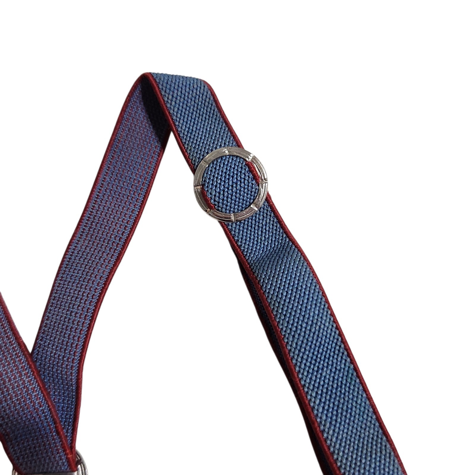 Vintage Baby Toddler Suspenders Elastic Blue Boy Silver Tabs