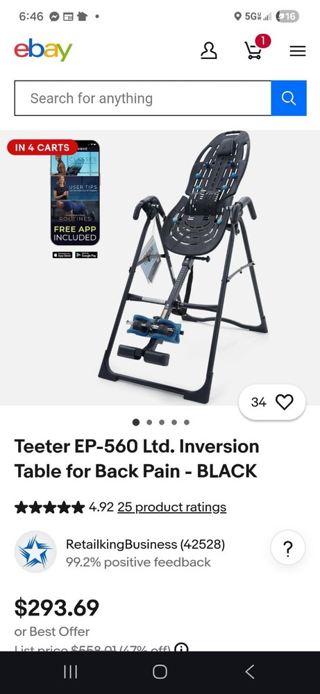 Inversion Table for Back Therapy Heavy Duty, Adjustable Stretcher