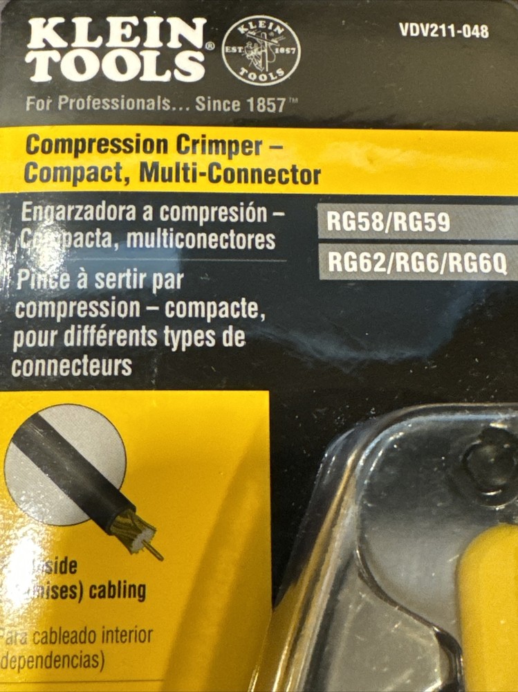 Compression Crimper Compact Klein Tools, VDV211-048 Multi-Connector NEW