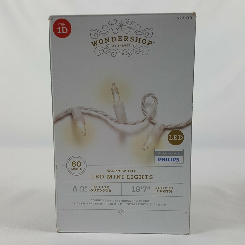 LED 60 Mini Christmas String Lights Warm White 19'-7" Philips