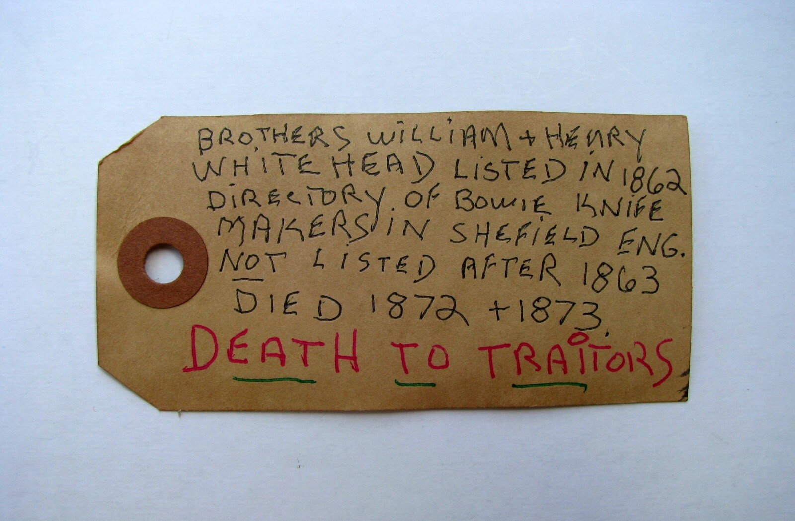 RARE DEATH TO TRAITORS ETCHED BOWIE~ORIGINAL SHEATH~W & H WHITEHEAD BROS 1862-63