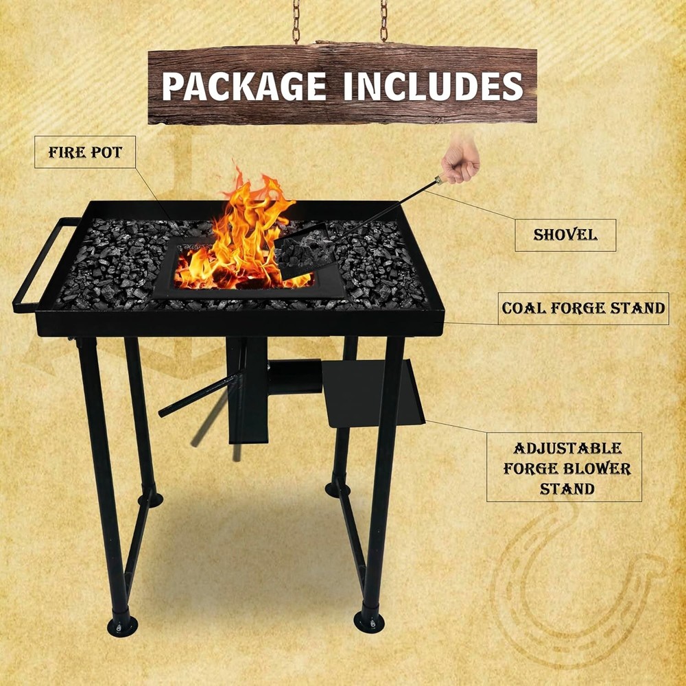 Coal Forge Stand & fire Pot Blacksmith Forge kit- Forge Starter kit Tool kit