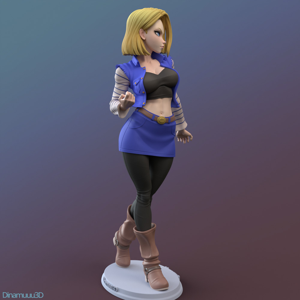 Android 18 3D SOLID RESIN Statue Model Part Kit-Space Gray-Unpainted