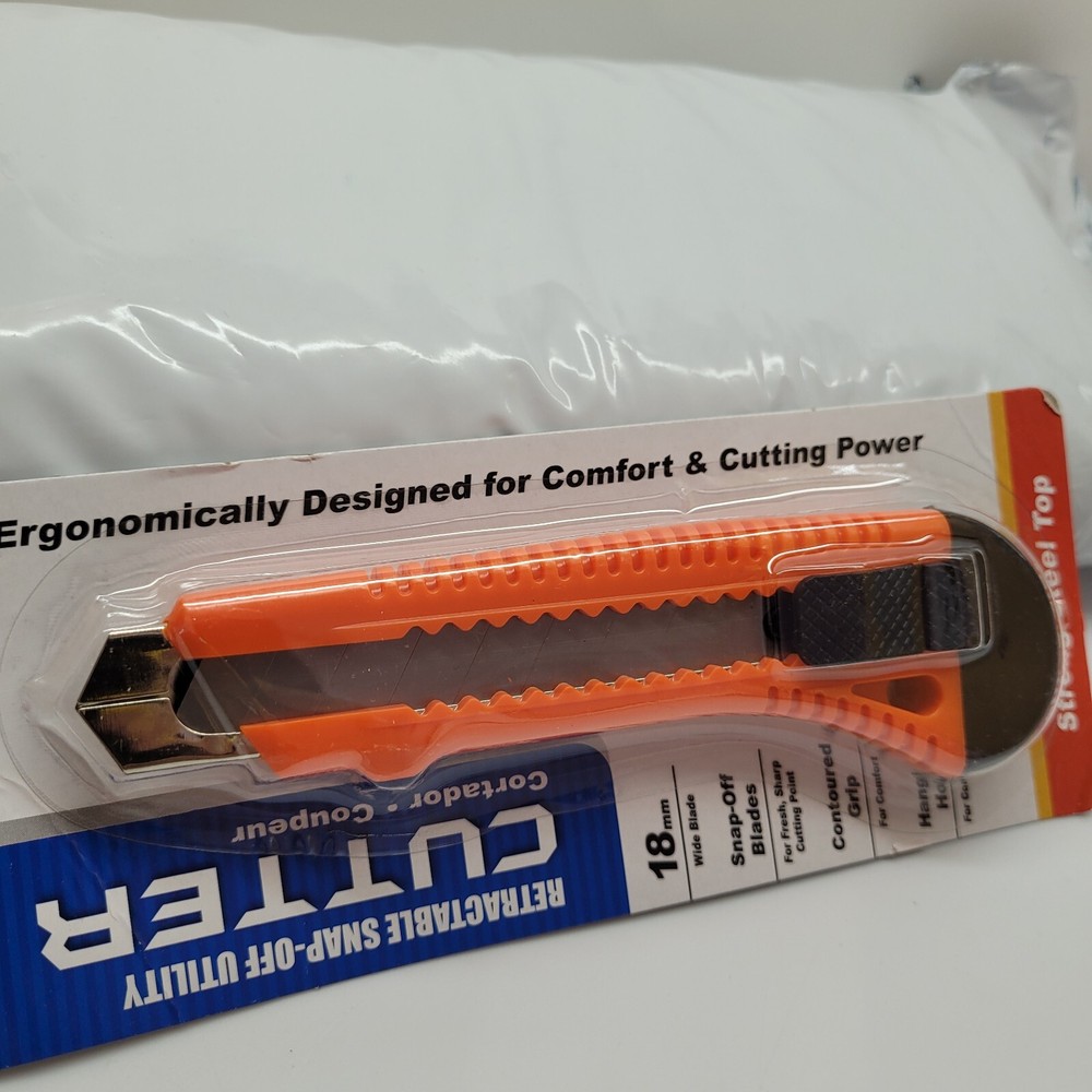 Bazic Orange Retractable Snap-Off Utility Cutter Ergonomically designed 18mm