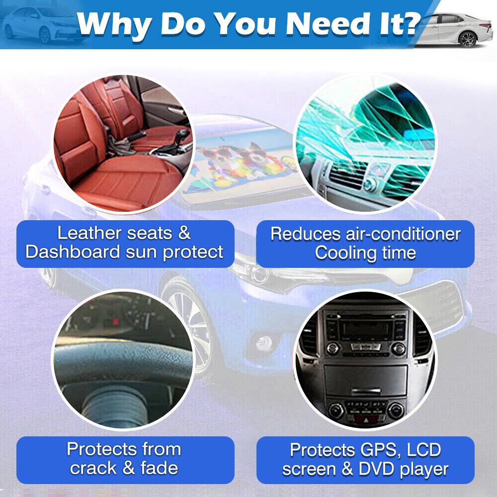 Large Car Window Sun Shade Cover Foldable Front Windshield Visor UV Block Shield