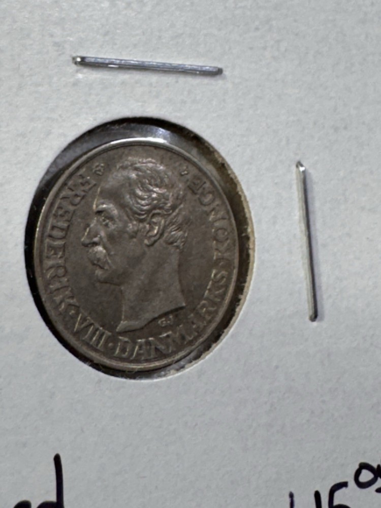 1911 Denmark 25 Ore Silver Coin Cleaned