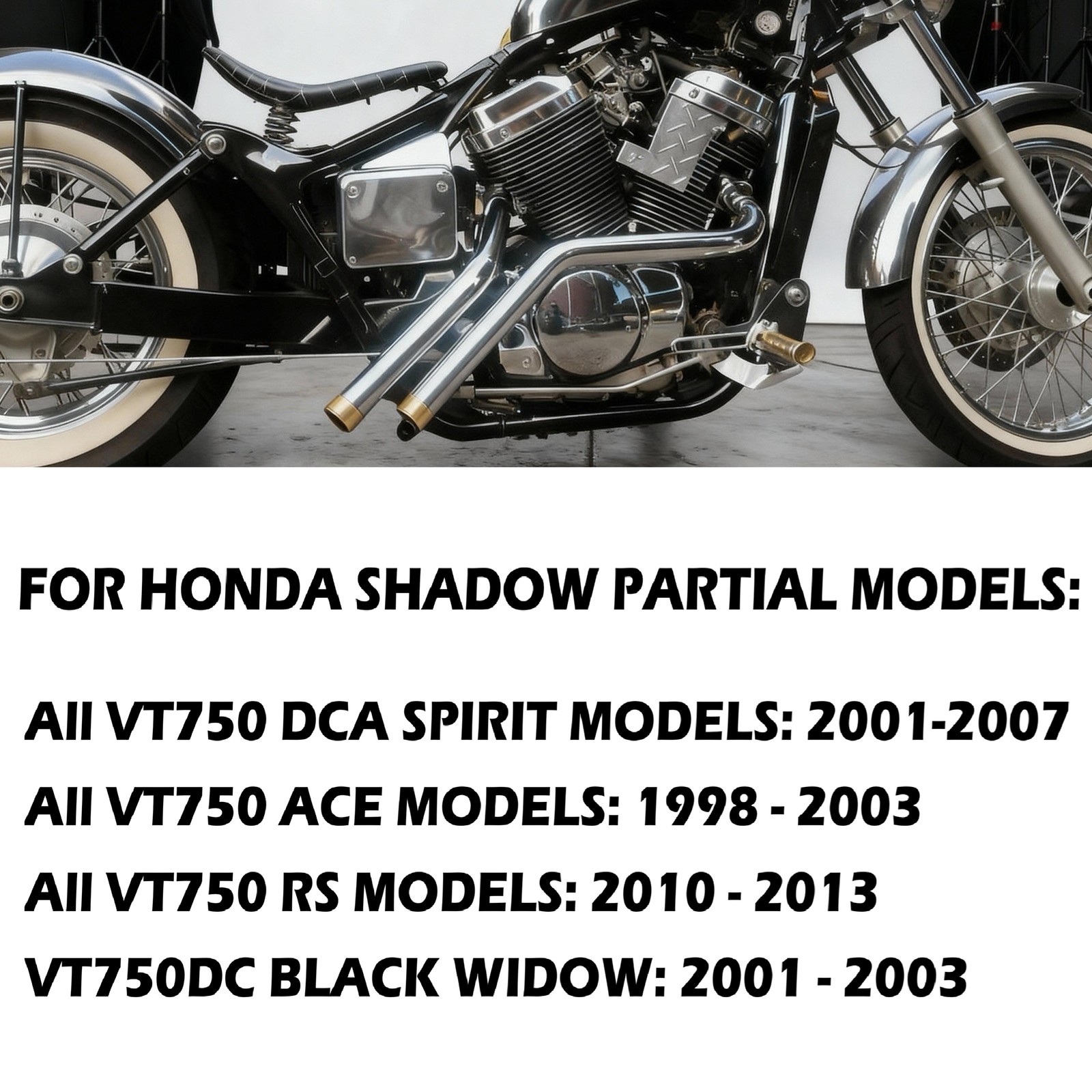 Rumble Tone Chrome Drag Exhaust for Honda Shadow VT750 Spirit-ACE-RS & VT750DC