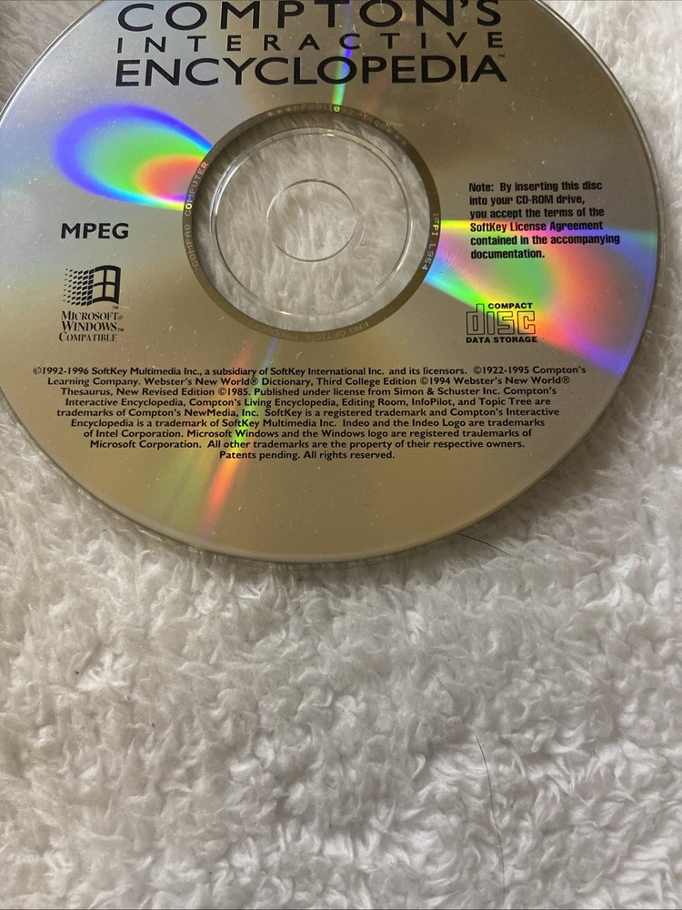 Compton's Interactive Encyclopedia PC CD ROM SoftKey Multimedia WIN VTG 1992