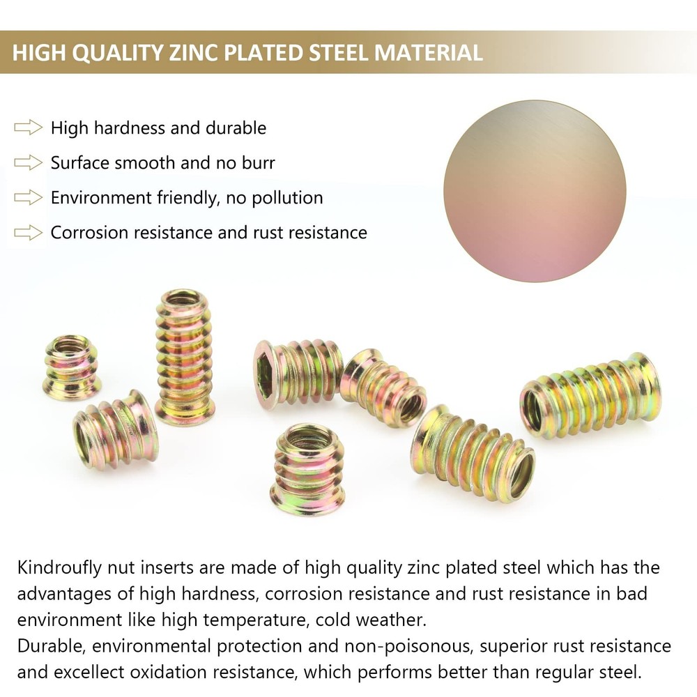 152 Pieces 1/4"-20, 5/16"-18 Threaded Inserts, Nut Inserts, Wood Inserts, Ste...