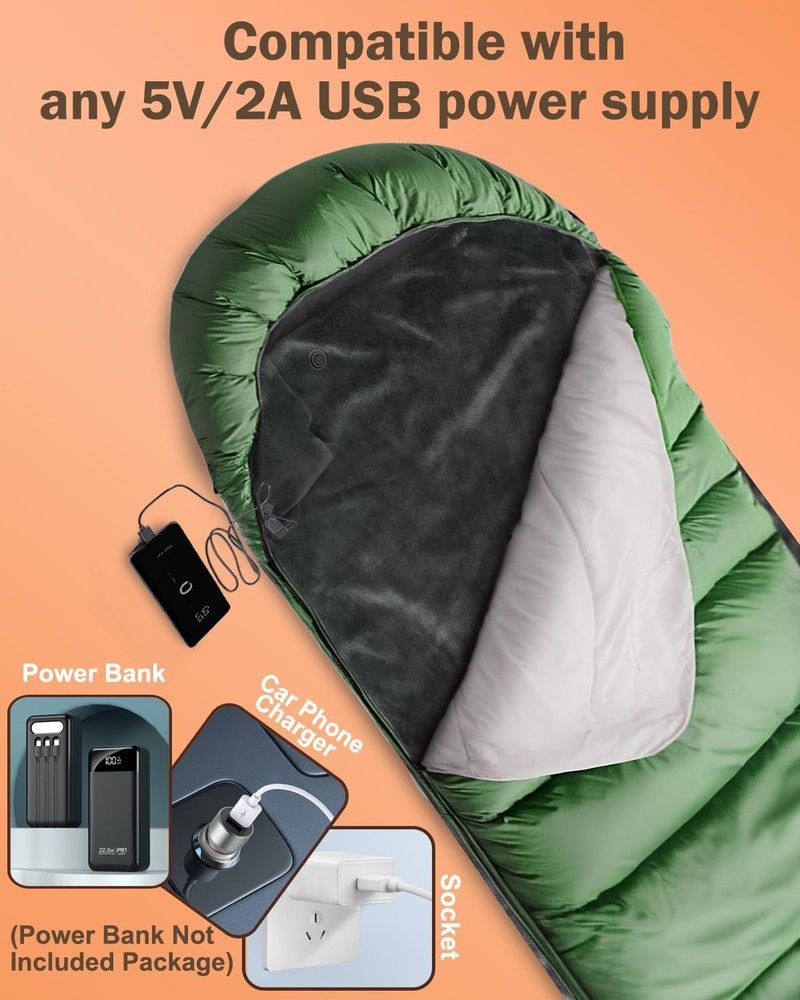 Multi-Functional Heated Sleeping Bag Liner - Versatile Warmth for Outdoor Use