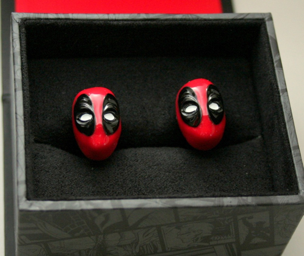 Marvel Comics Deadpool Head Enamel & Metal Cuff Links New NOS + Gift Box