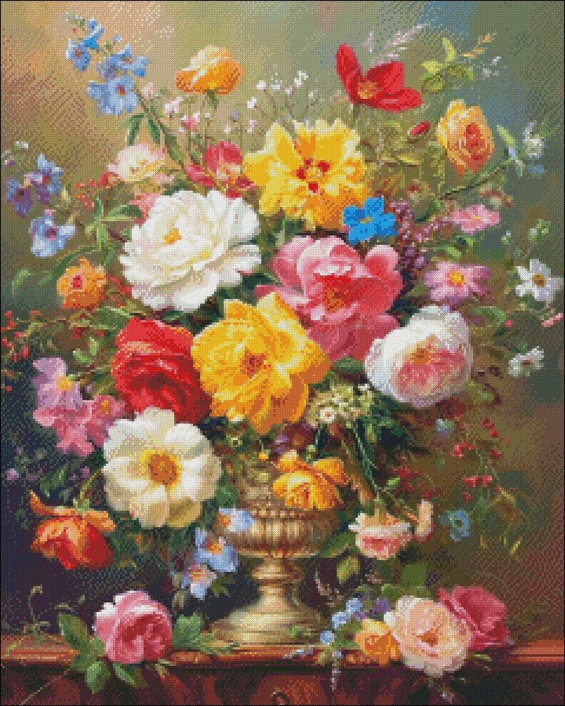 Nostalgic Blooms 1 DIY Chart Counted Cross Stitch Patterns Needlework DMC Color