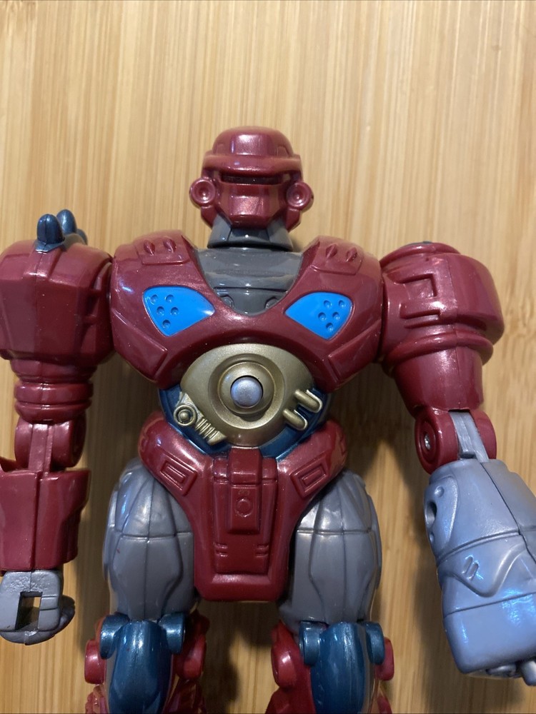Hap P Kid Mars Robot Attack 7” Maroon Light Up Walking Action Figure Untested