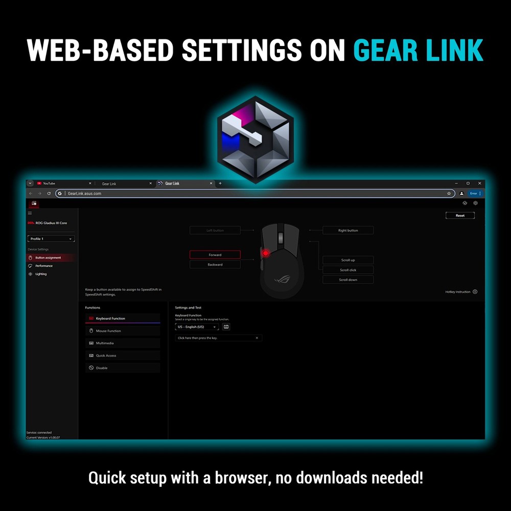 ASUS - ROG Gladius III Core Lightweight Optical Ergonomic Gaming Mouse - Wire...