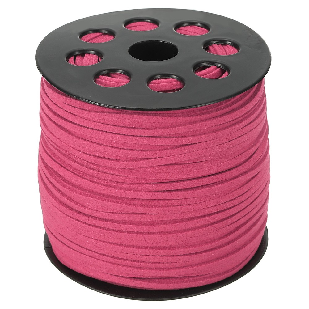 Suede Lanyard String with Roll Spool 98Yard, Flat Microfiber Cord,Watermelon Red