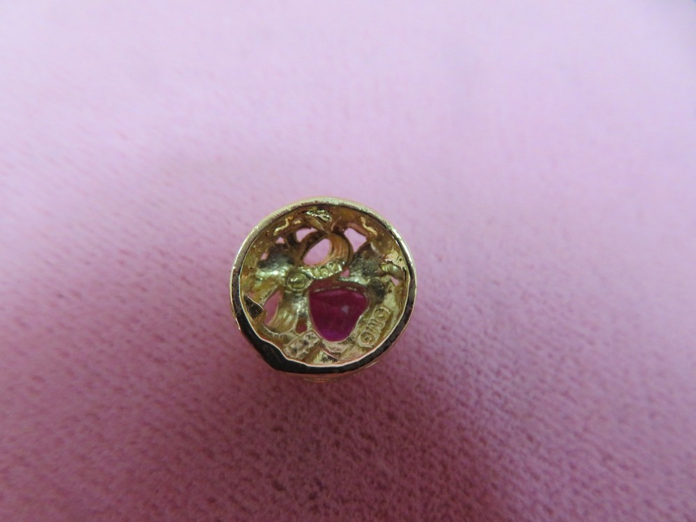 OMG 10K Solid Yellow Gold Heart Ruby Slide Charm for Bracelet