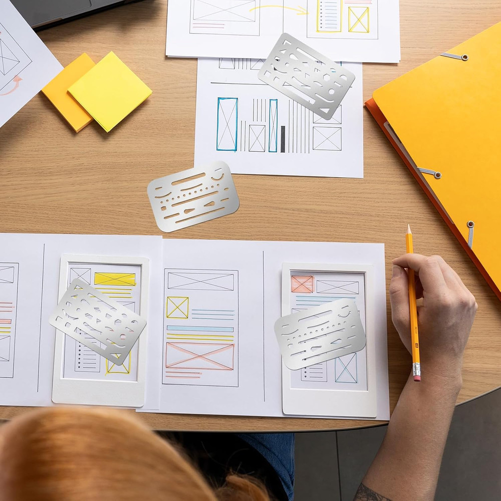 4 Pieces Erasing Shield Stainless Steel Drawing Template Shield Drafting Tools w