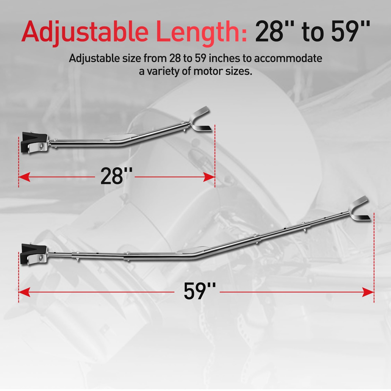 Heavy Duty Transom Saver 28-59" Adjustable Support Bar 150HP Boat