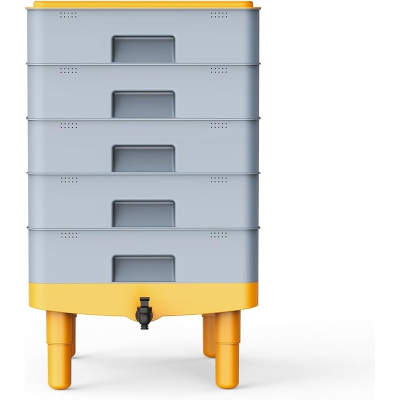 Large Worm Compost Bin 5 Layer Odorless Easy Use Efficient 100L Capacity