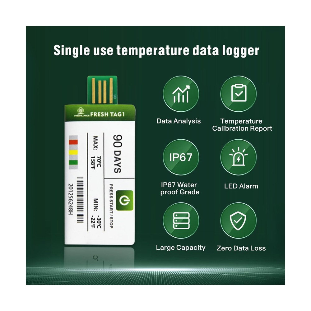 Freshliance 10pack Temperature Data Logger USB Disposable Temperature Recorde...