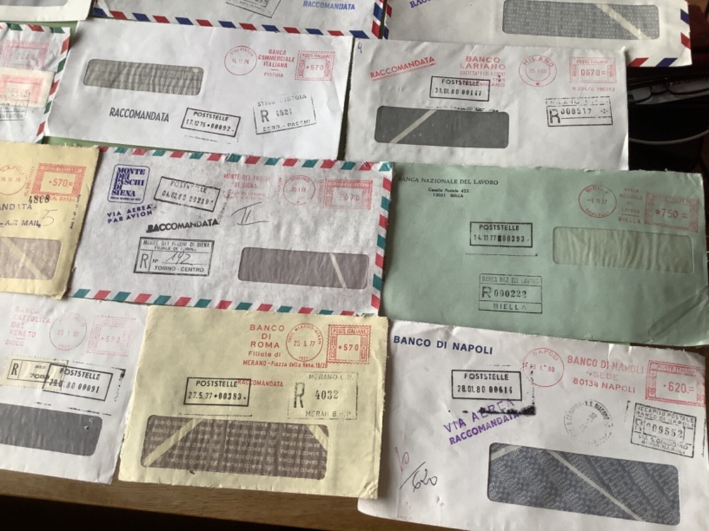 Italy collection Banking meter mail covers 14 items Ref A2025