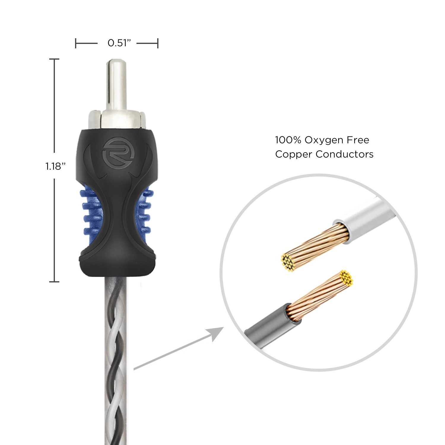 2Channel RCA Audio Cable RECOIL RCI21 99.99% Oxygen Free Copper 1ft