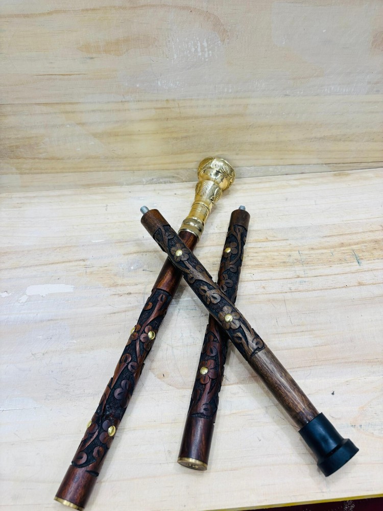 Nautical Brass Victorian CompassHandle With Three Fold Elegant StyleWalkingStick