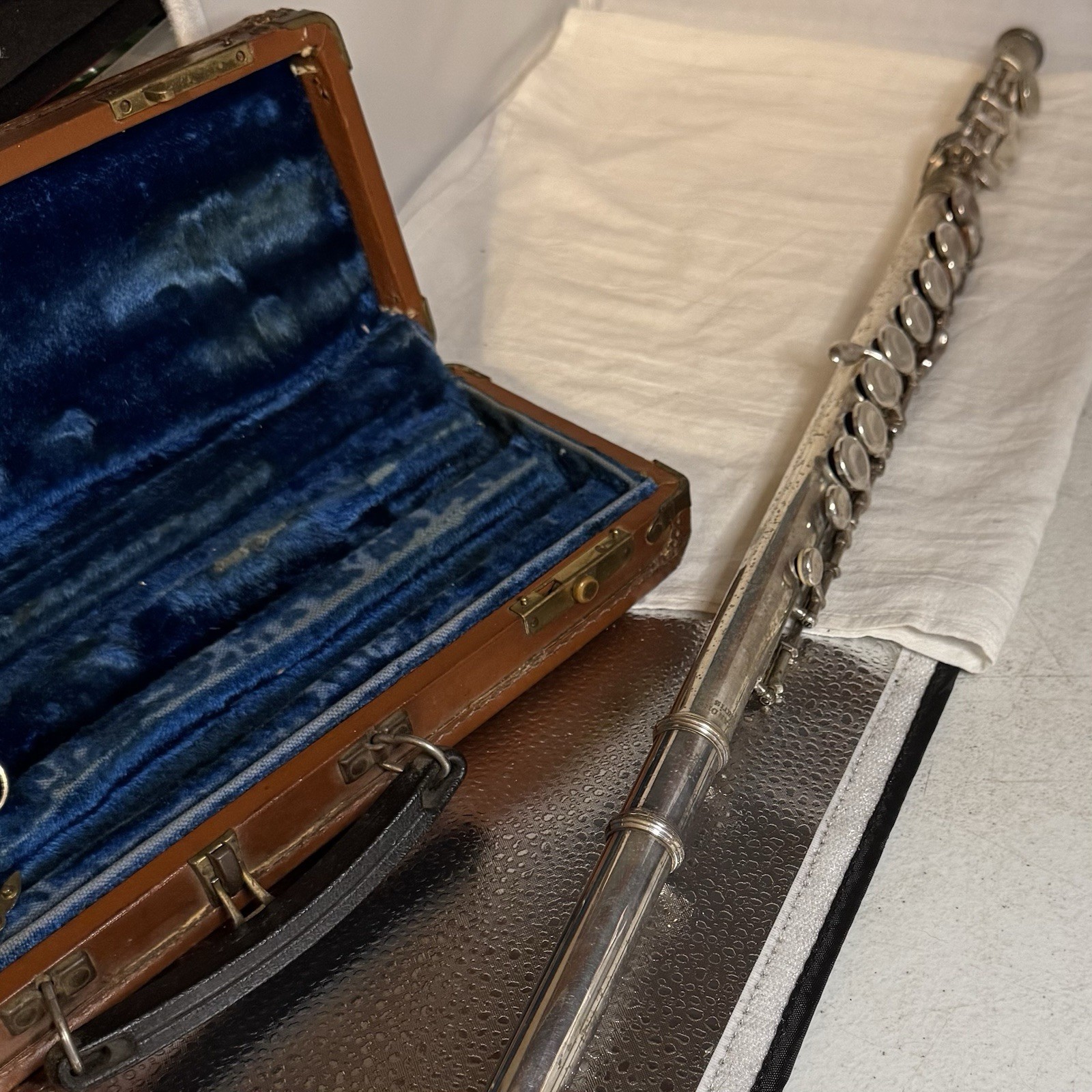 Vintage Alexandre Paris Flute With Case Italy Silver Plated 1713 W/Cleaning Rod