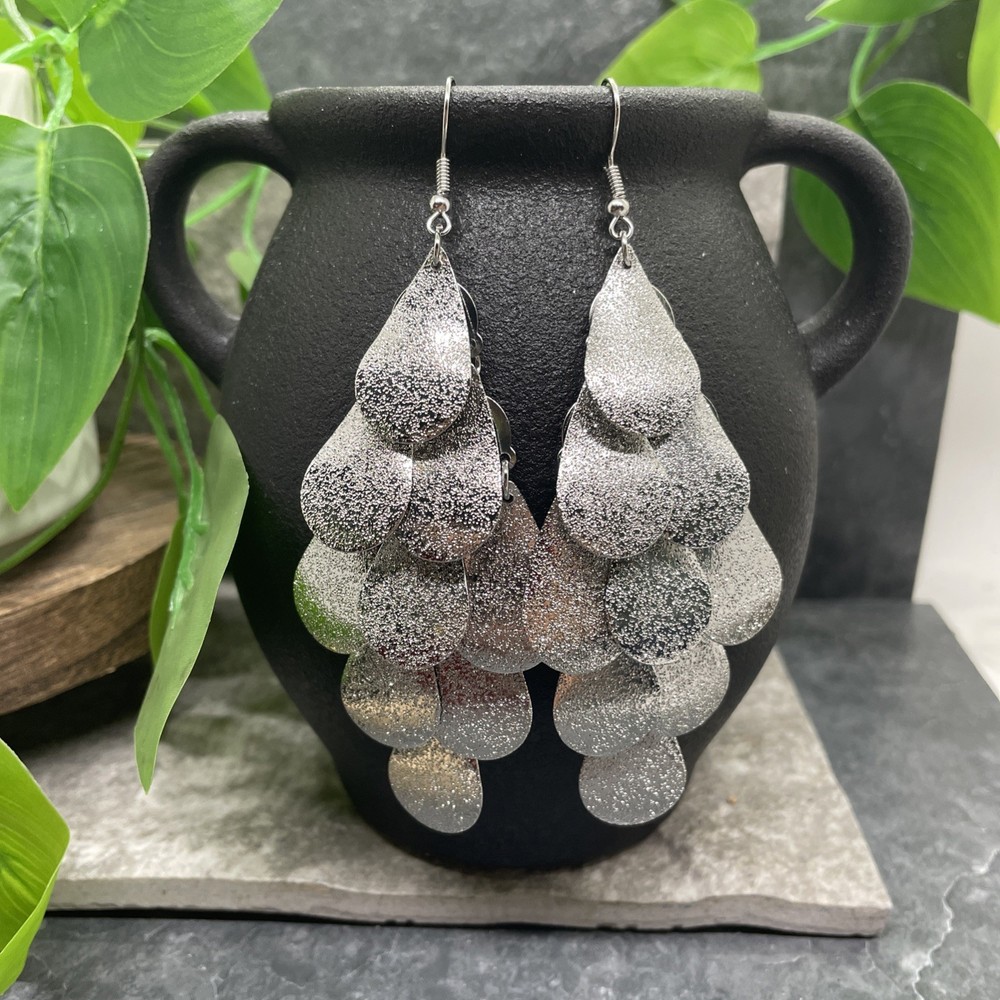 4” Silver-tone Boho Retro Earring Set Drop Dangle New Free Ship B6409