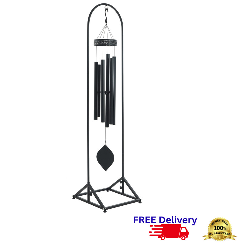 76" Metal Wind Chime Stand Heavy Duty Steel Outdoor Garden Display Hook New