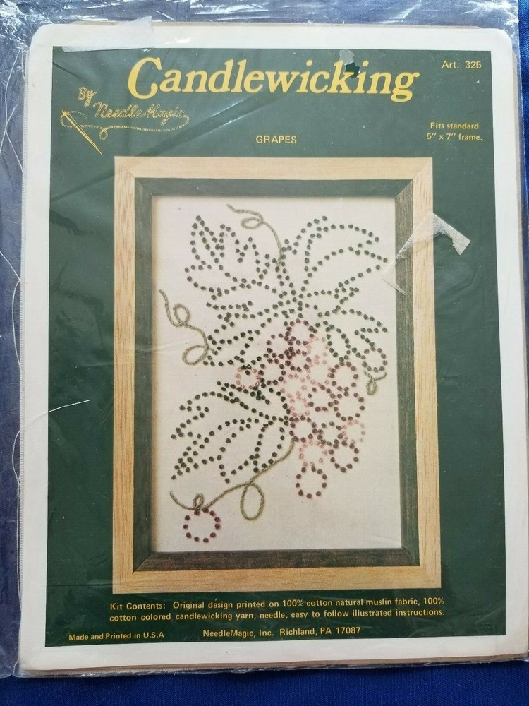 Needle Magic "Grapes" Candlewicking Kit Size 5" x 7"