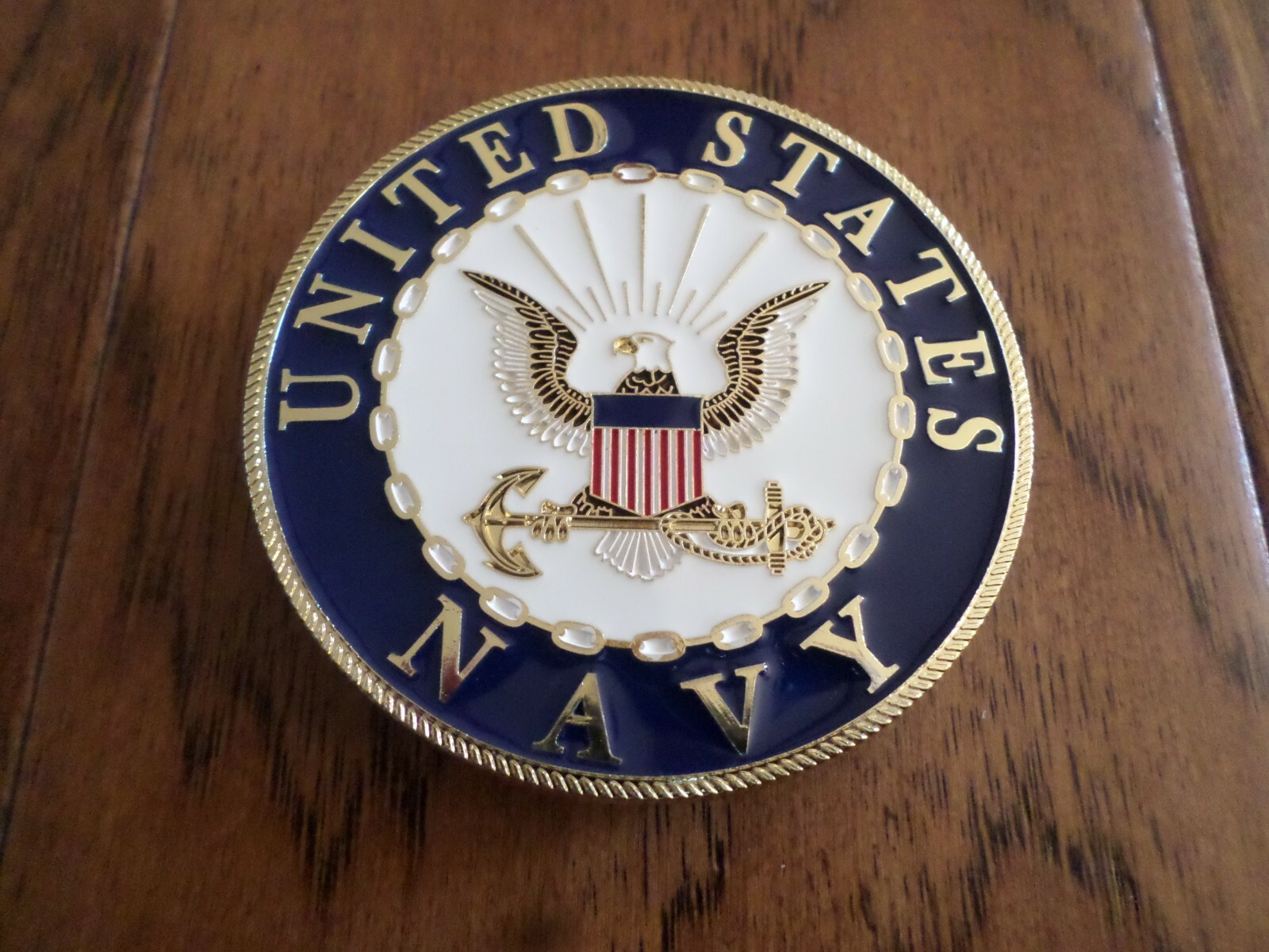 U.S NAVY AUTOMOBILE GRILL BADGE AUTO HOME MEDALLION SHADOW BOX EMBLEM