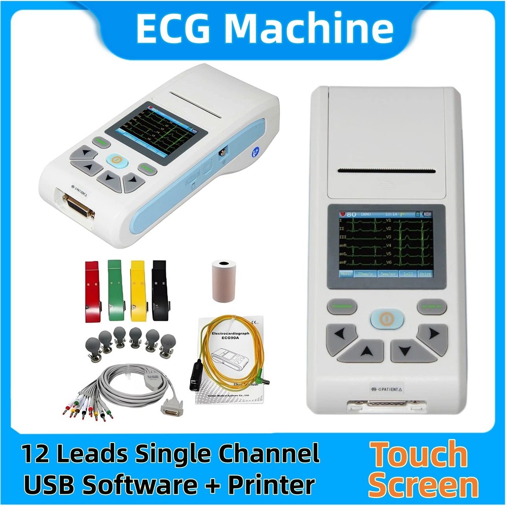 Touch Screen ECG90A Single Channel 12 Leads ECG  Machine Electrocardiograph