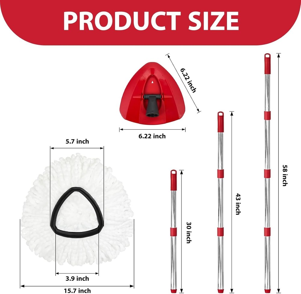Spin Mop Replacement Set for O-Ceda EasyWring 1-Tank System, Includes 2 Mop H...
