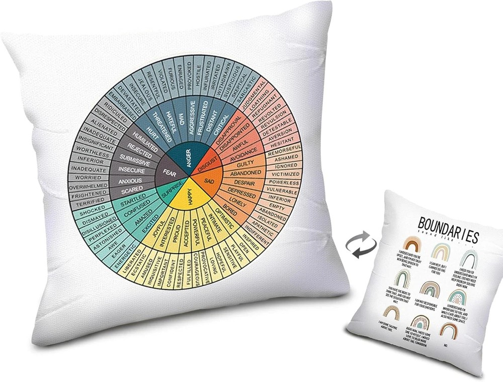 Feelings Wheel Pillow Double-Sided Printed with Different Patterns White Feel